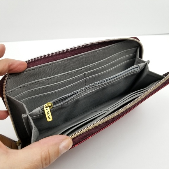 Fossil Bags Fossil Wallet Full Zip Nwot Vegan Leather Poshmark